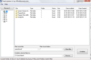 FreeUndelete screenshot