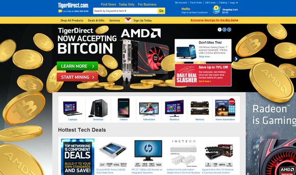 tiger direct takes bitcoin