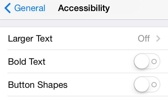 ios71 accessibility settings