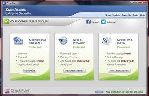 zonealarm main screen