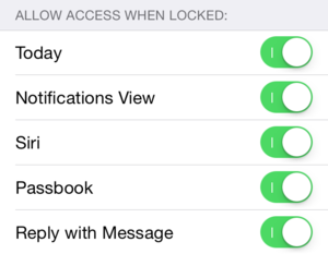 ios8 settings when locked