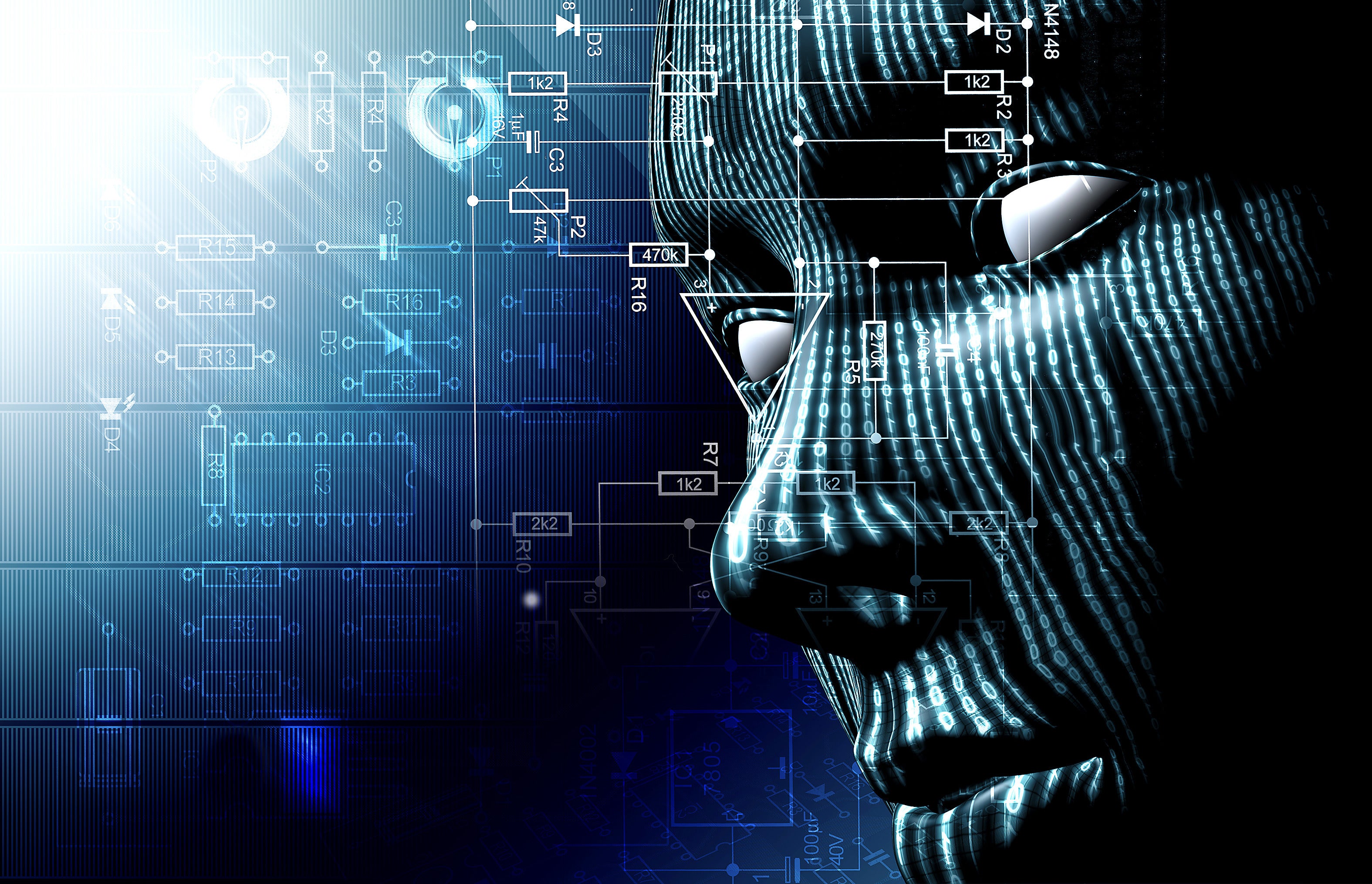 Virtual face of artificial intelligence circuits and binary data